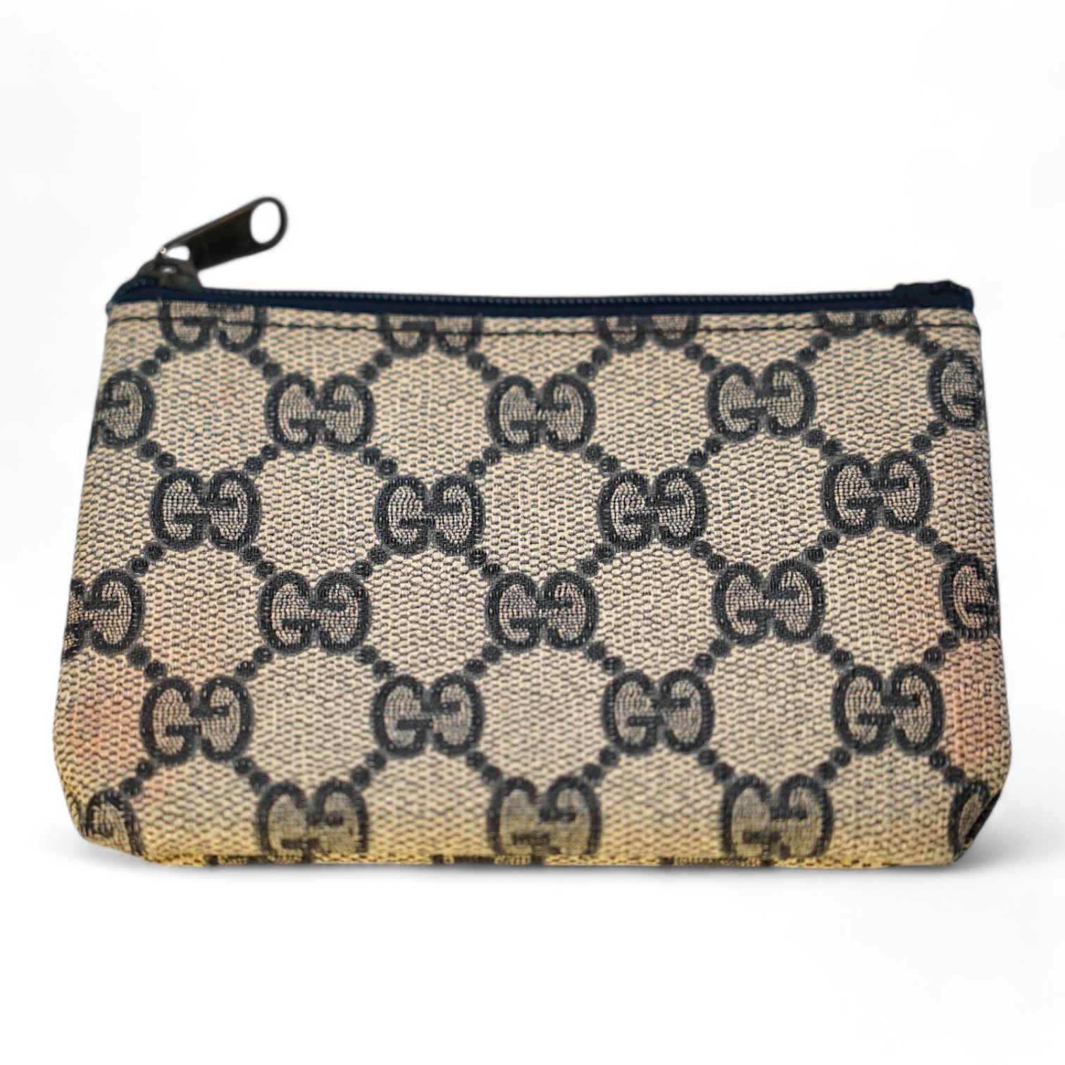 A Gucci monogram blue canvas handbag, wallet and purse